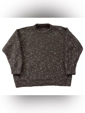 Vintage Handmade Knit Wool Sweater Brown Speckled Trout Fishing Men’s Sz Large